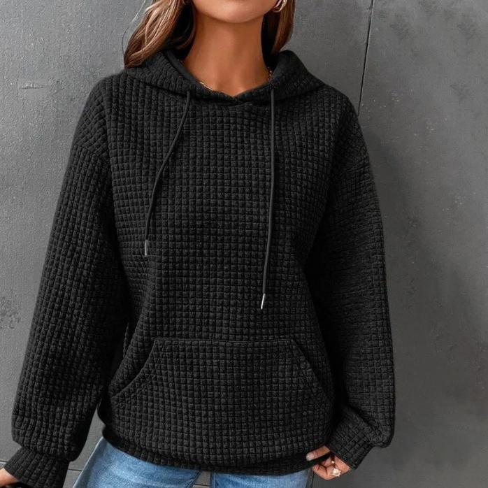 Maglione a maniche lunghe girocollo waffle tinta unita autunnale e invernale Top tinta unita