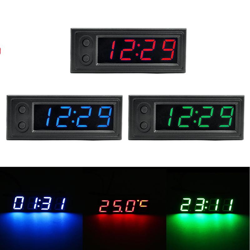 3 In 1 Car Temperature Clock High Precision Electronic Clock Voltmeter Luminous Digital Temperature Gauge Vehicle Interior Parts
