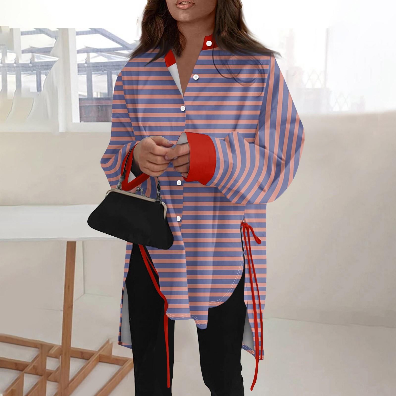 

Модная повседневная однотонная рубашка с длинными рукавами и лацканами свободного типа для женщин XL