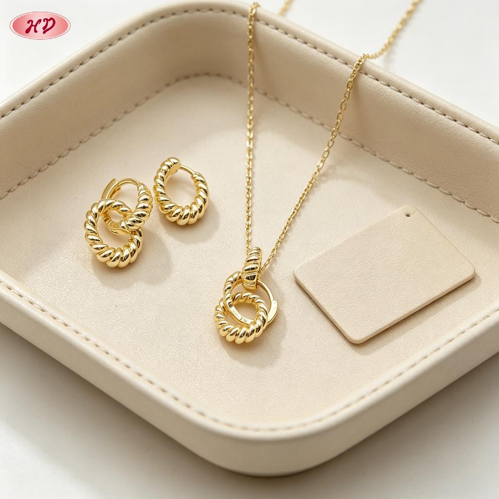 Bijouterie Joyeria Bisuterias Oro 18K Gold Plated Brass Zircon Earrings and Necklaces Sets Women's Fashion Jewelry Set
