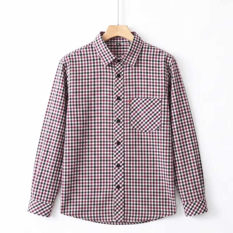 Langsaha Women's Loose-Fit Plaid Long-Sleeve Casual Shirt