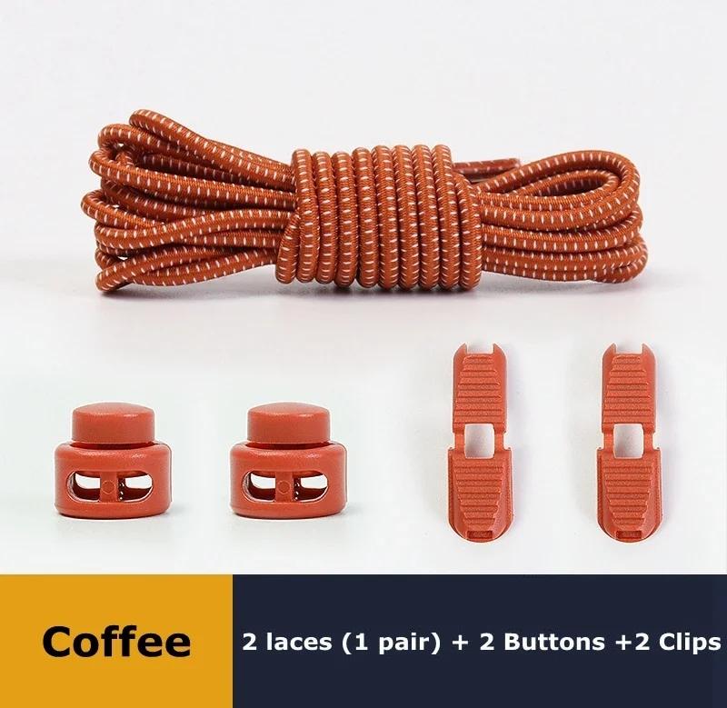 New1 Pair No Tie Shoelaces 1 Second Fast Round Plastic Lock Elastic Shoelace Suitable for All Sports Shoes Accessories Lazy Lace