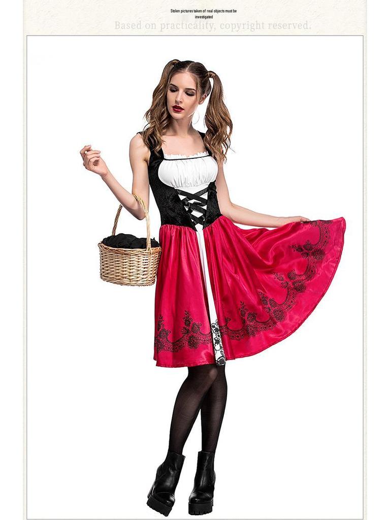 Europejski i Amerykański Kostium Czerwonego Kapturka na Halloween - Styl na Imprezę Cosplay dla Dorosłych