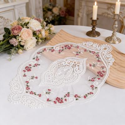 Waschbare Esstisch-Accessoires Blumenbesticktes Spitzendeckchen, Vintage-Stil Durchsichtige Tischsets, Matten Dekoratives Stoff-Tischset für Restaurants Elegant