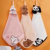 3D Cartoon Cute Hanging Hand Towel - Absorbent Coral Fleece Embroidered Cloth for Kitchen & Kids