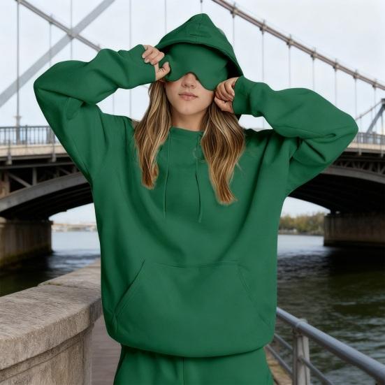 Yousheng Hoodies with Built In Eye Cushion for Women Men Unisex Oversized Sweatshirt Travel Airplane Pullover Tops with Pocket for Sleep