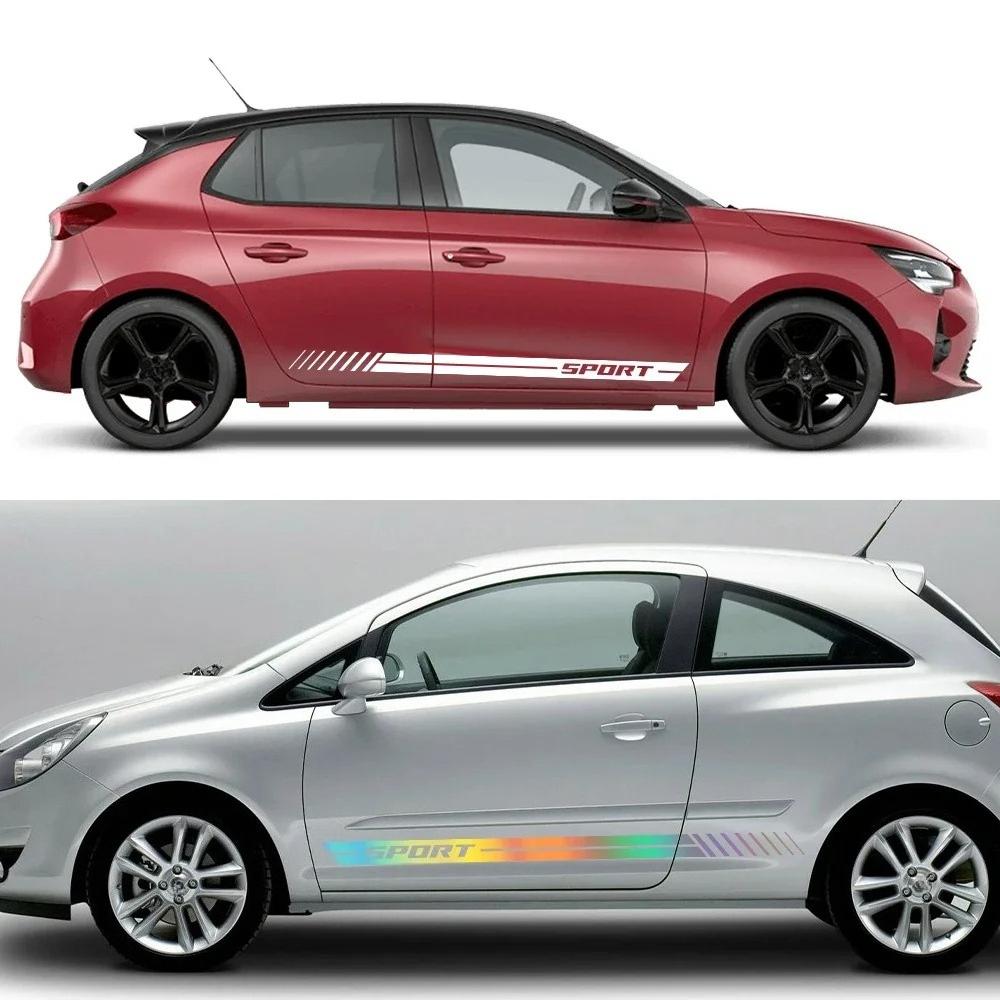 Pegatinas de Rayas Laterales para Coche Rayas Deportivas Calcomanía de Vinilo Para Vauxhall Corsa D C VXR Sri Van Decoración de Tuning Automotriz Pegatinas Accesorios