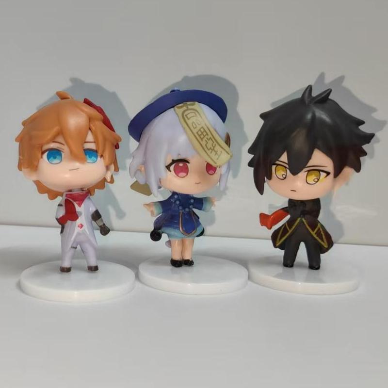 Genshin Impact Q Version Mini Figure Set Anime Game Collectible Statue Doll Desktop Decor Birthday Gift for Fans