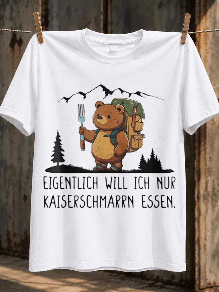 Eigentlich Will Ich Nur Kaiserschmarrn Essen Hiking Bear With Fork Alps Mountain Gerunisex Food Humor Unisex All TShirt