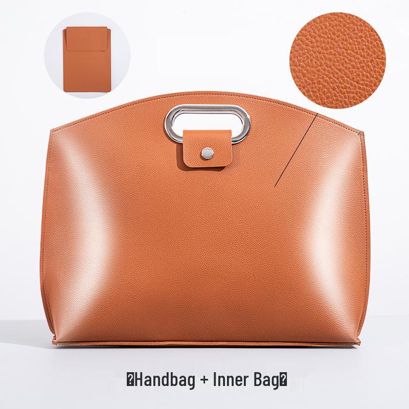 Premium Leather Handbag for 16" Tablet/Laptop, Business, Large Capacity, Document/File Storage