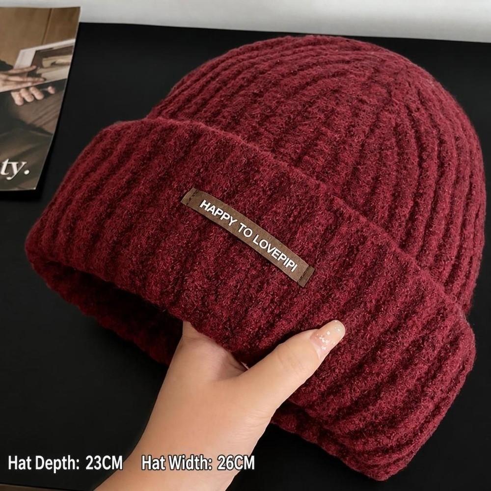 Thick Warm Knitted Beanie Hat Polyester Winter Beanie Hat Earflap Casual Beanie Hat  Cold Weather