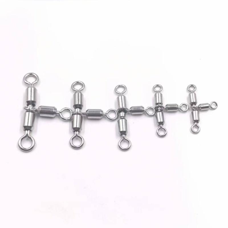 Crossline Swivels Saltwater Fishing Rolling Swivels Fishing Rig Line Connector Fishing Tackle 3 Way Swivels Rotating