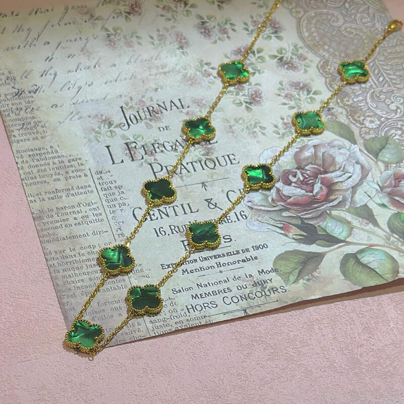 15MM High Version Ten Flower Four-leaf Clover Necklace 18k Double-sided Mother-of-pearl Four-leaf Clover Sweater Chain