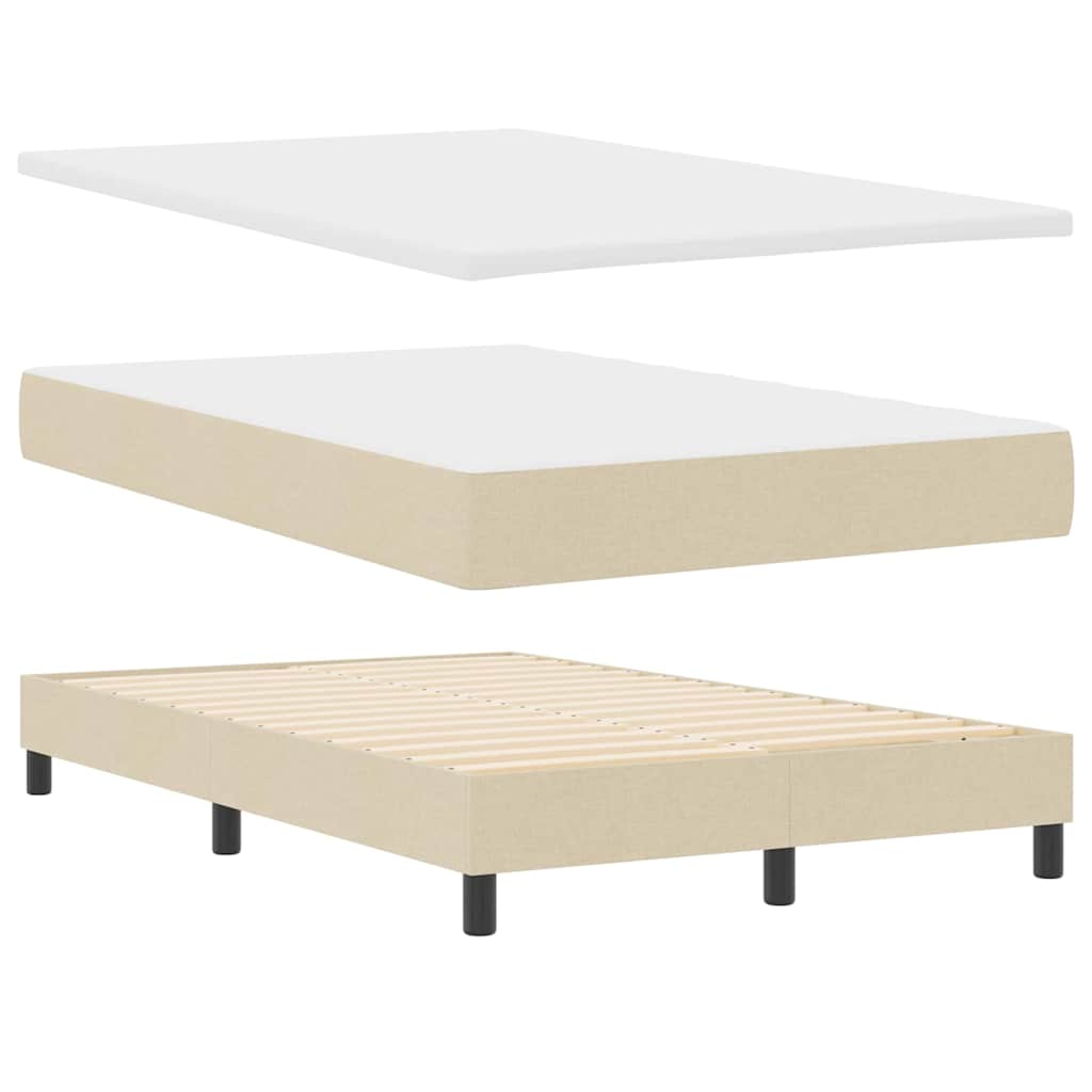 Boxspring Bed with LED Light Strips Cream 120 X 190 Cm Fabric