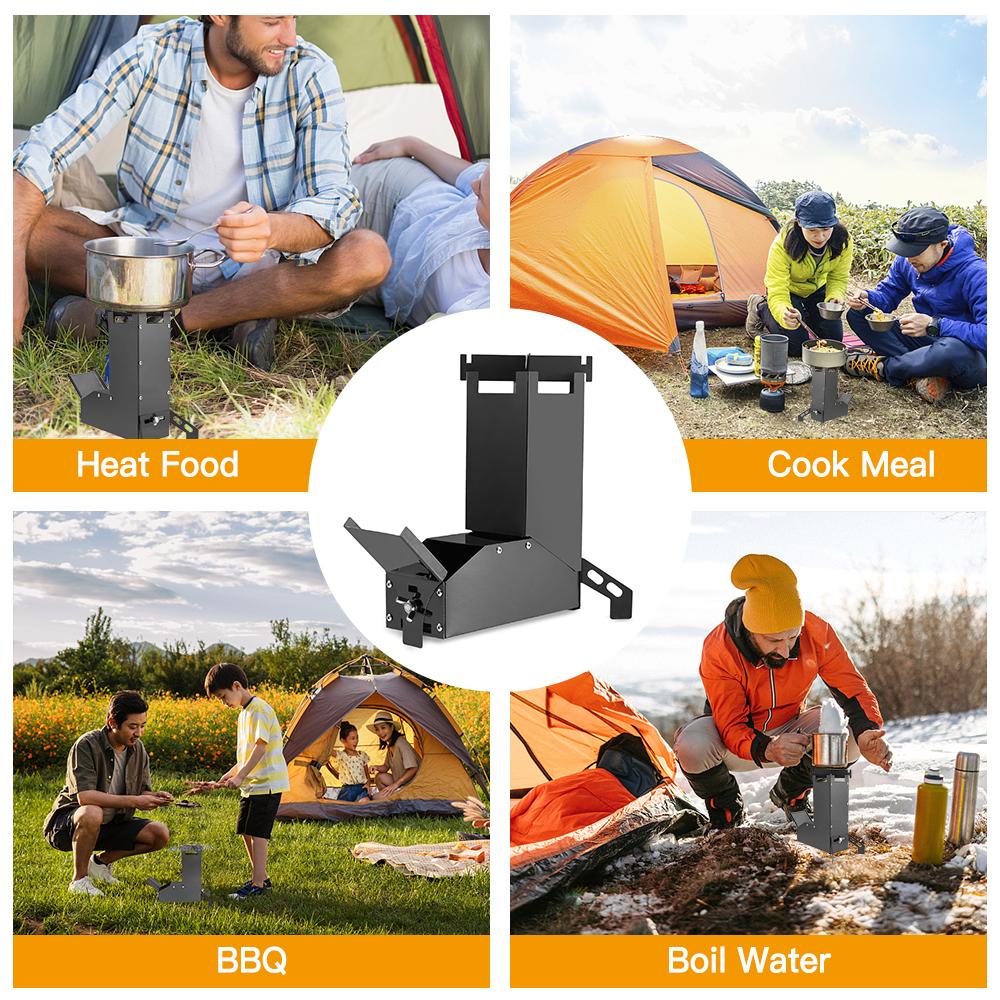 Lixada Outdoor Collapsible Wood Burning Stainless Steel Stove Backpacking Camp Tent Stove