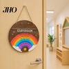 Panneau de décoration de classe en bois Bienvenue pour la porte, sur notre porte-manteau rond, Panneau suspendu pour porte d'entrée, Décoration arrière pour école, préscolaire, Ferme