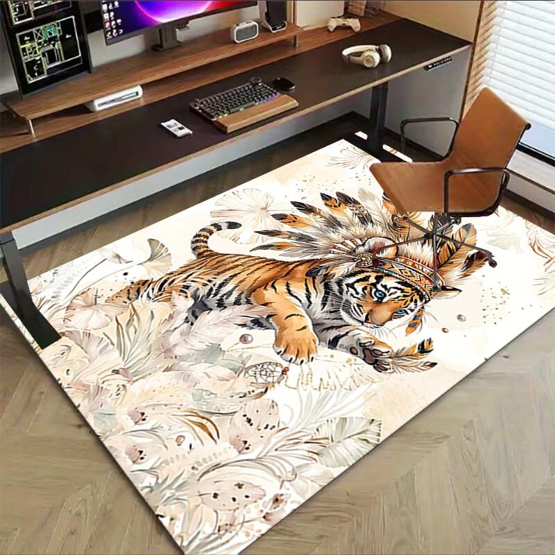 1PC Tiger Feather Non-Slip Floor carpet, Office, family, bedroom, Studio - Large Area Rug, Vibrant Colors-C0464