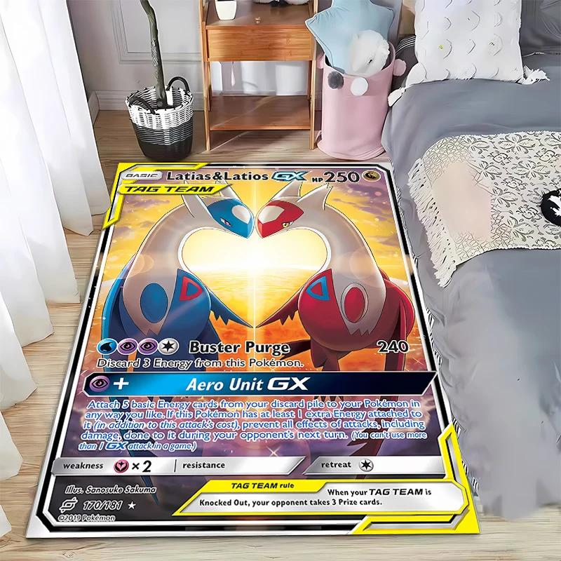 Japanese Game Retro Pokemon Card Pattern Carpets Bedroom Play Mats Rug Liveroom Home Decor Carpet Crawl Mat Play Area Rug