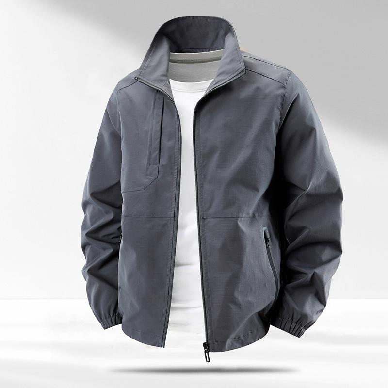 

Men s Autumn and Winter Thin Jacket Jacket Men s Casual Loose Hooded Large Size Windproof Top M серый