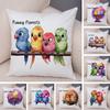 Double Print Cute Cartoon Funny Parrot Pillow Case Decor Animal Pillowcase Soft Short Plush Cushion Cover For Home Sofa Car