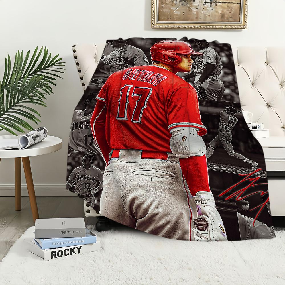 Baseballspieler Star Decke Plüsch Nickerchen S-Shohei Sofateppich für O-Ohtani Wohnzimmer Büro Schlafzimmer Geburtstag Zuhause Reise Kinder Geschenke