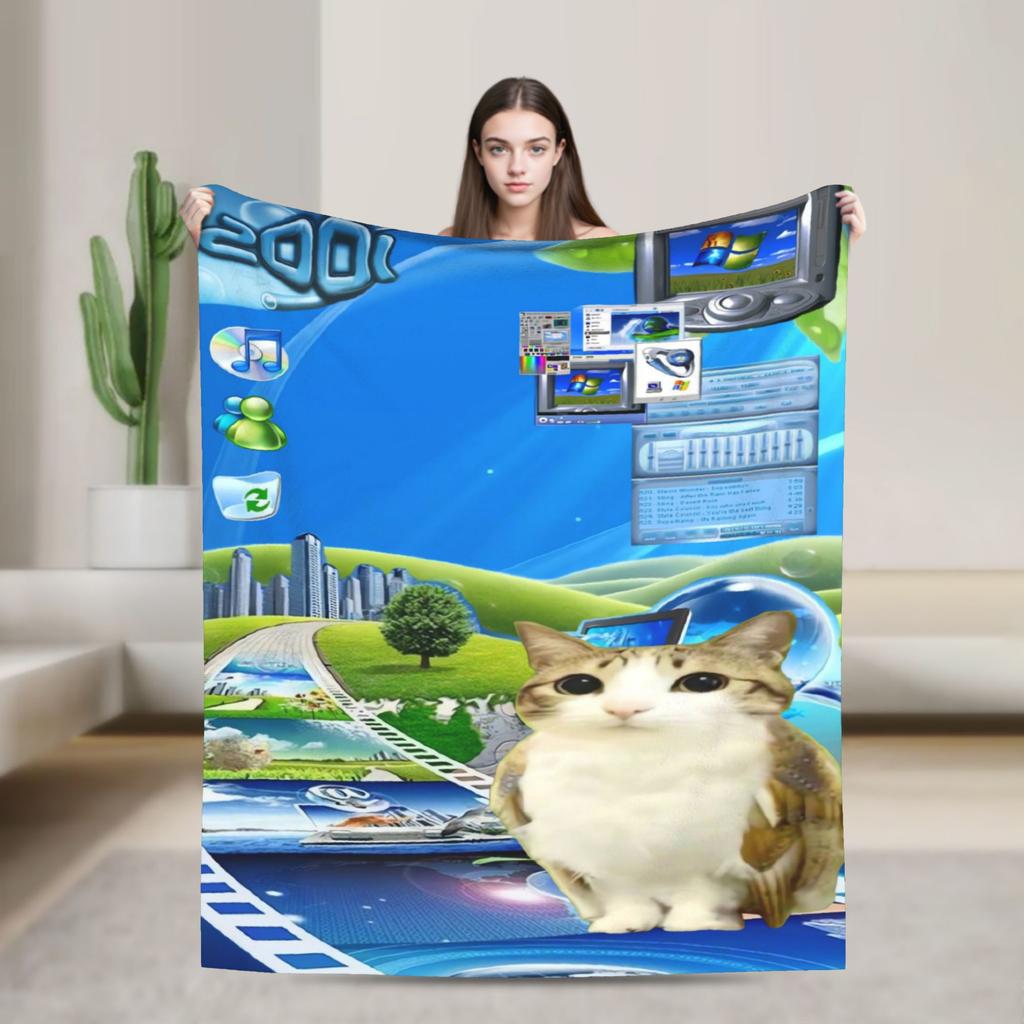 Decora Meowl Soft Warm Blanket Airplane Travel Plush Throw Blanket Aesthetic Outdoor Flannel Bedspread Sofa Bed Cover