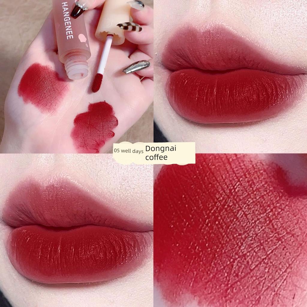 Playful Bear's New Matte Lip Glaze Velvet Glossy Lipstick Retro Red Brown Color That Brightens the Complexion and Lasts Long Genuine Flagship Store