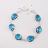 Swiss Blue Topaz Gemstone 925 Sterling Silver Jewelry Handcrafted Bracelet 7-9" RB-18-2