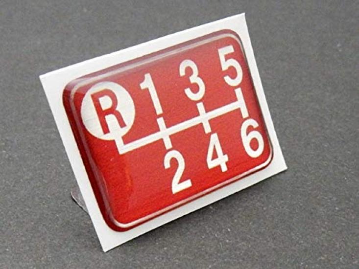 Tuningfan Shift Pattern Upper Left for Manual Transmission Emblem, Red, R, 6-Speed Vehicles, SPE-R601