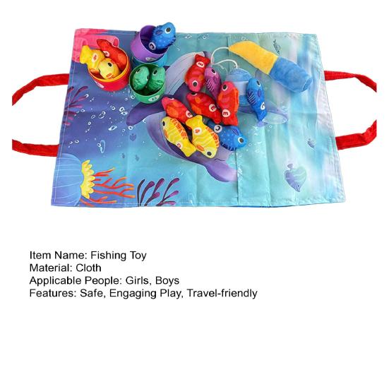 Montessori Fishing Toy for Toddlers Soft Fabric Play Mat with Fish & Stacking Buckets Early Learning Educational Game for Babies 1-3 Years Old