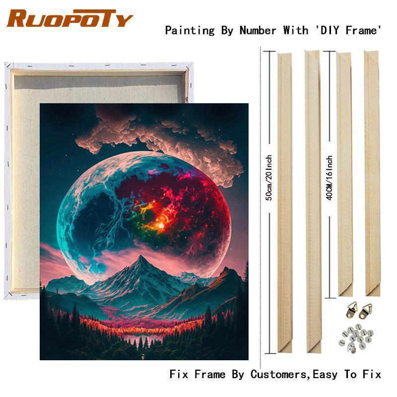 

Рамка для рисования по номерам, подарок «сделай сам» для взрослых, абстрактный рисунок Луны по номерам, картина ручной работы, краска для домашнего декора, 40x50 40x50cm Diy Frame