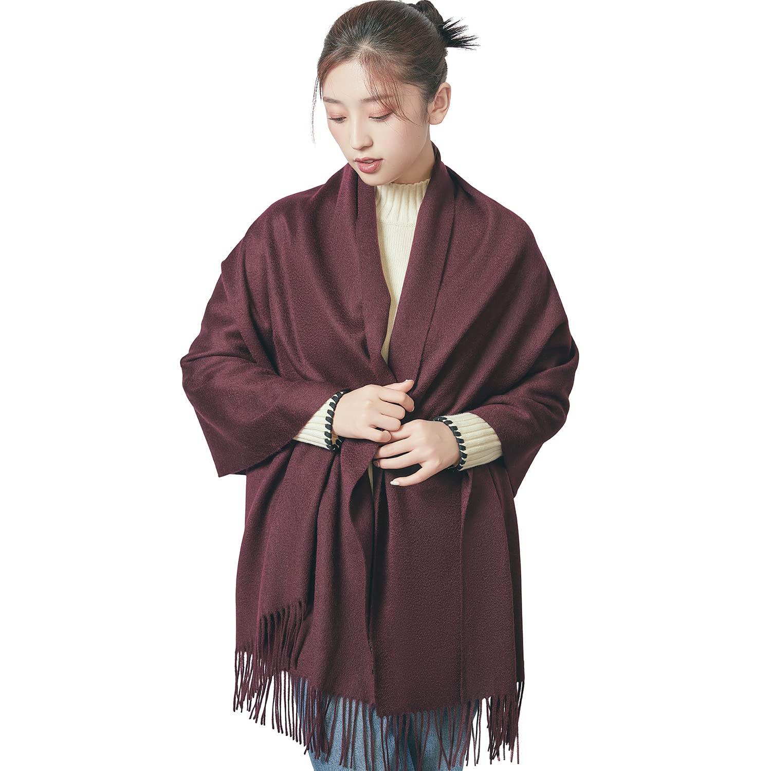 

Cashmere Scarf Collection Premium Inner Mongolian Solid Fluffy Cashmere 24 Perfect for or Weddings [Toyuxe] Women s 100% [2025 Fall/Winter - Cashmere]