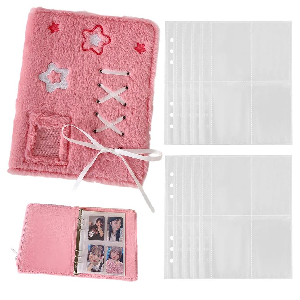 ADOFUN Sticker Album for Girls, Sticker Binder, Fluffy, Transparent Backing, Sticker Storage, CardPhoto Organizer, Trading Card Case, A5 Size, for