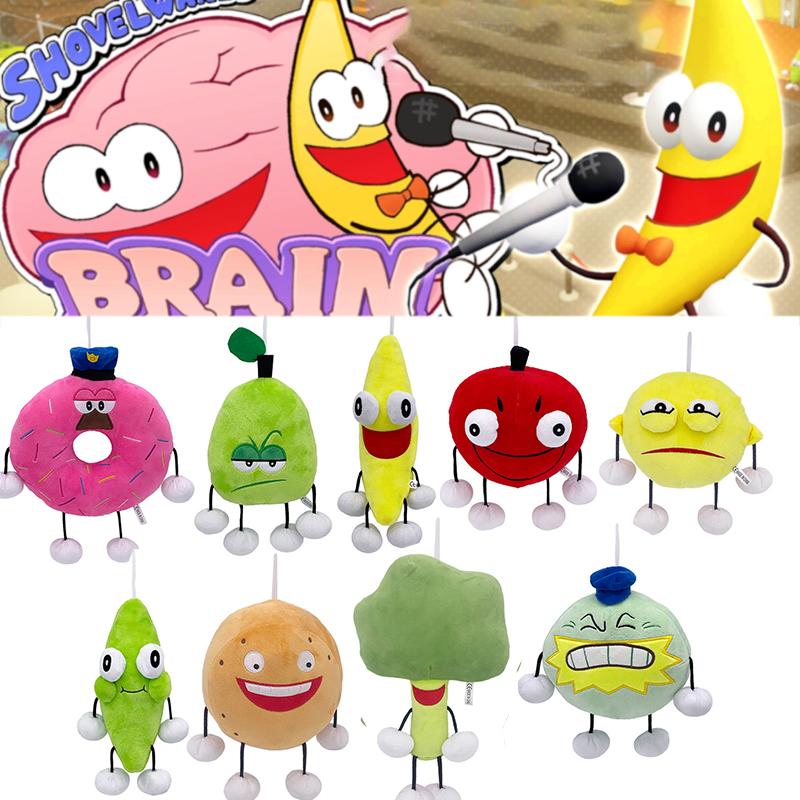 Shovelware Brain Game Plush Toy Cartoon Fruits Stuffed Dolls Banana Donut Apple Orange Figures Christmas Plushie Peluche Gift