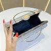 Luxe Acryl Clutch, Holle Metaalbewerking met Strass, Afneembare Ketting Schouder-/Handtas, Bruiloft Avondportemonnee Dames