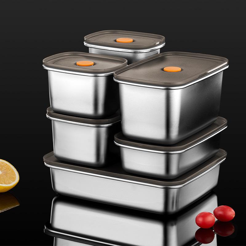 Portable Food Fruit Bento Box 304 Stainless Steel Lunch Box With Lid Snacks Containers Box Leak-Proof Storage Fresh-keeping Box