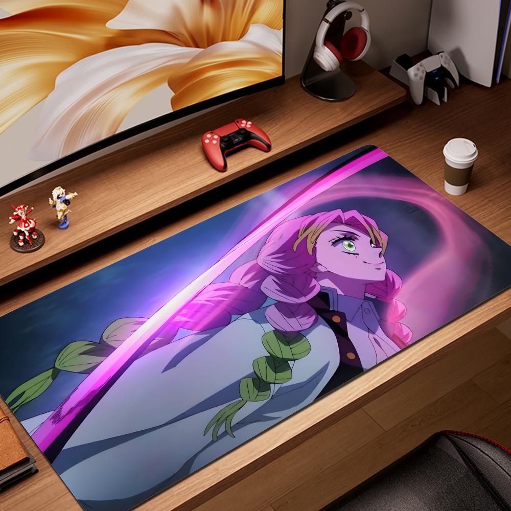Demon Slayer Kimetsu Kanroji Mitsuri Mousepad Computer Office Game Table Mats XXL Rubber Antislip Gaming Keyboard Long Desk