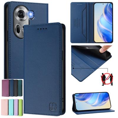 Pro Oppo A92s, A72, A52, A54, A74, F19, Reno6 Lite, A94, A15, A94, Reno8, Reno9, A98... Prémiové pouzdro z PU kůže ve stylu peněženky, nárazuvzdorné a s RFID blokováním