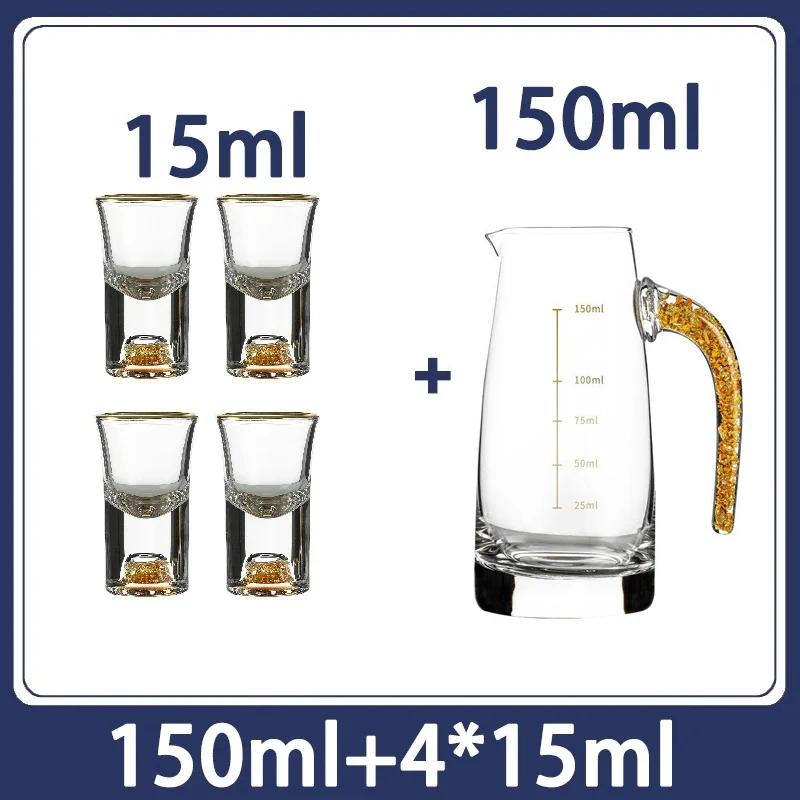 PIGE HOME 1/5pcs Luxury Vodka Glass Gold Foil Wine Glass Glass Gilt Edged Cup 100/150ml Wine Distribution Pot Gift Wine Set