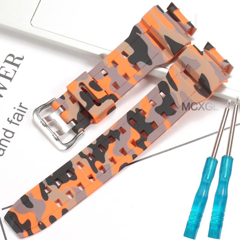 Pryskyřičný řemínek k hodinkám pro Casio GW9100 GW9200 Pánský TPU pásek Sportovní vodotěsné řemínky Camouflage doplňky