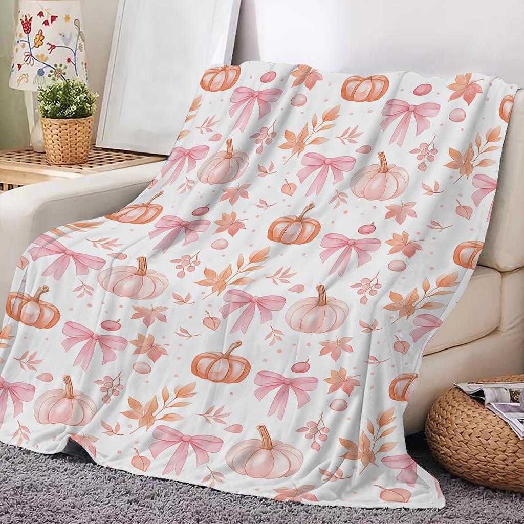 1pc of Flannel Blanket Featuring an Autumn Pumpkin Design, Perfect for Cozy Home Decoration And Bedding