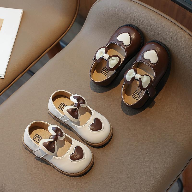 2024 Girls Leather Shoes Love Color Matching Cute Kids Fashion Casual Shoes Drop Shipping Simple Children Loafers Drop Shipping