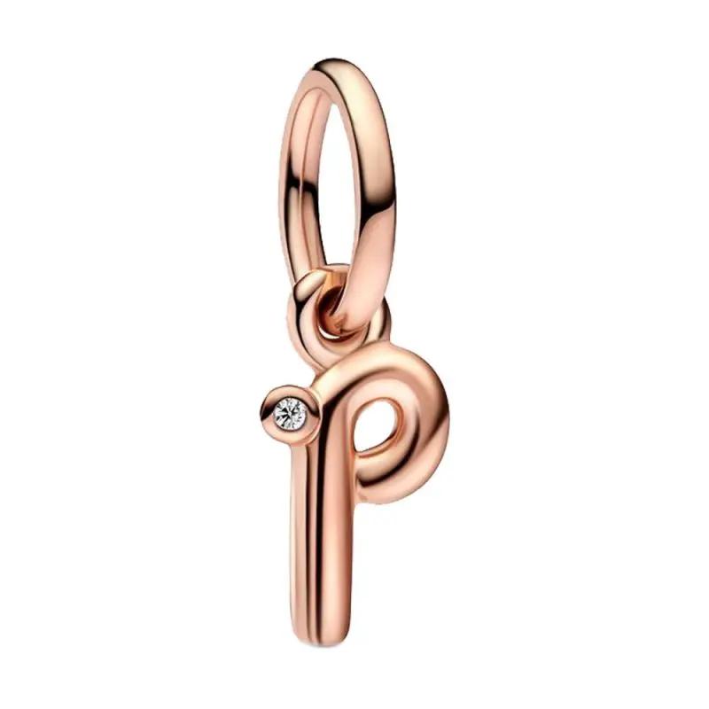 Brand New Plated Rose Gold Letter A-z 26 Alphabet Bead Component Zircon Letter Charm Bead Component Compatible With Authentic Original Bracelet High