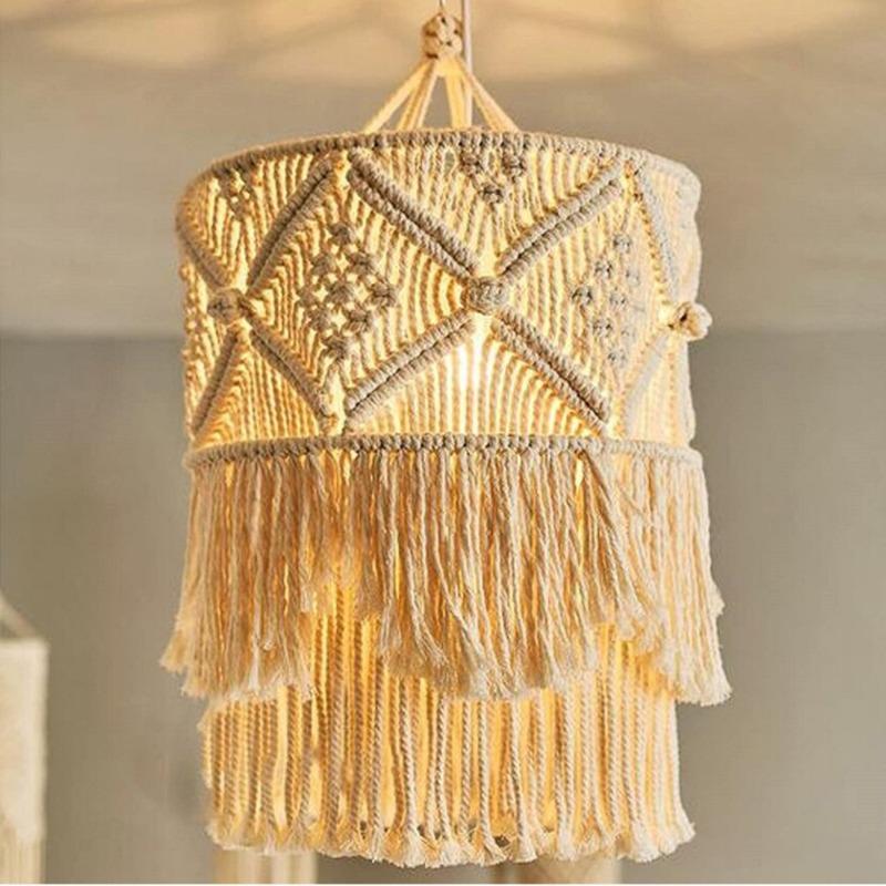 1Pc New Nordic Style Handmade Cotton Rope Woven Lampshade, Famous Star Lighting Pendant, Room Decoration Wall Hanging