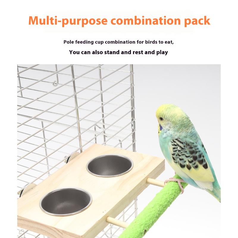 Vogel Edelstahl Futterspender Papagei Vogel Massivholz Stehstock Holzständer Futter Knabbersicher Spielzeugständer Heimtierbedarf