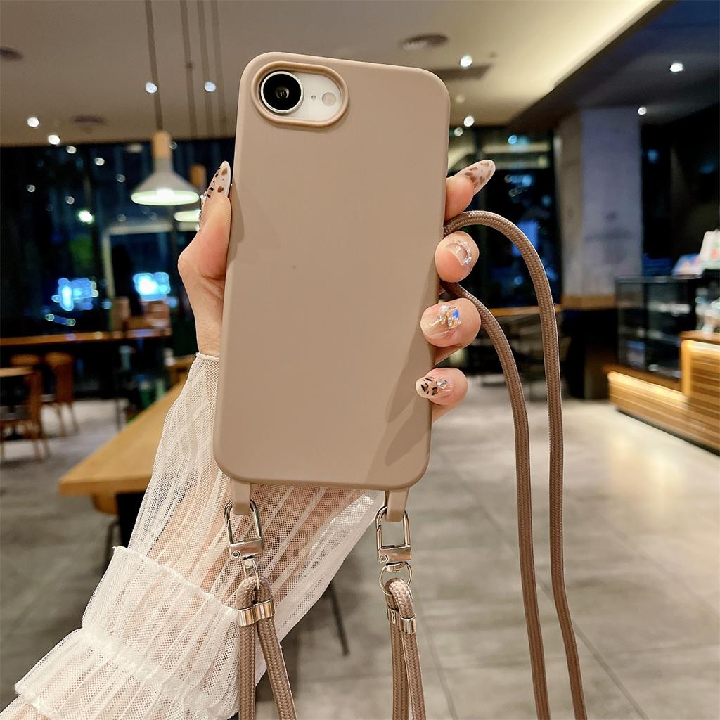 Crossbody Lanyard Candy Color Phone Case for Iphone 17 Air 16 Plus 16E 15 14 13 12 11 Pro Max Silicone Soft TPU Back Cover