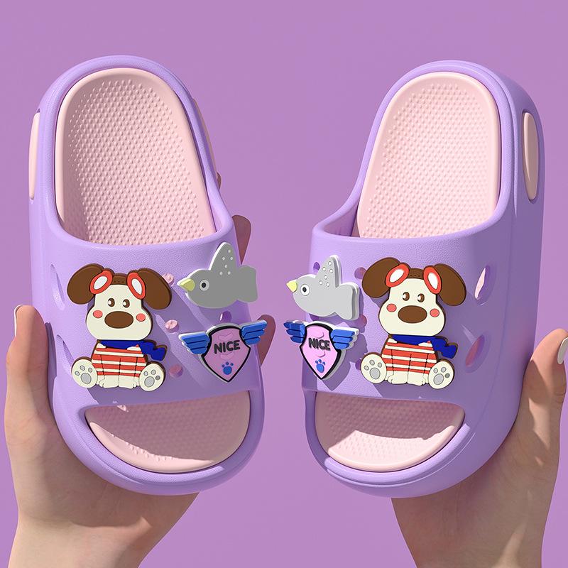 Summer New Children's Cartoon Cute Slippers for Boys and Girls, Indoor Non-slip Soft-soled Baby Slide Sandals