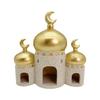 Islamische Kulturelle Dekorationen Kollektion Gold und Weiß Moschee Turm Modell Display Schreibtischornament für Heim- und Bürodekorationen