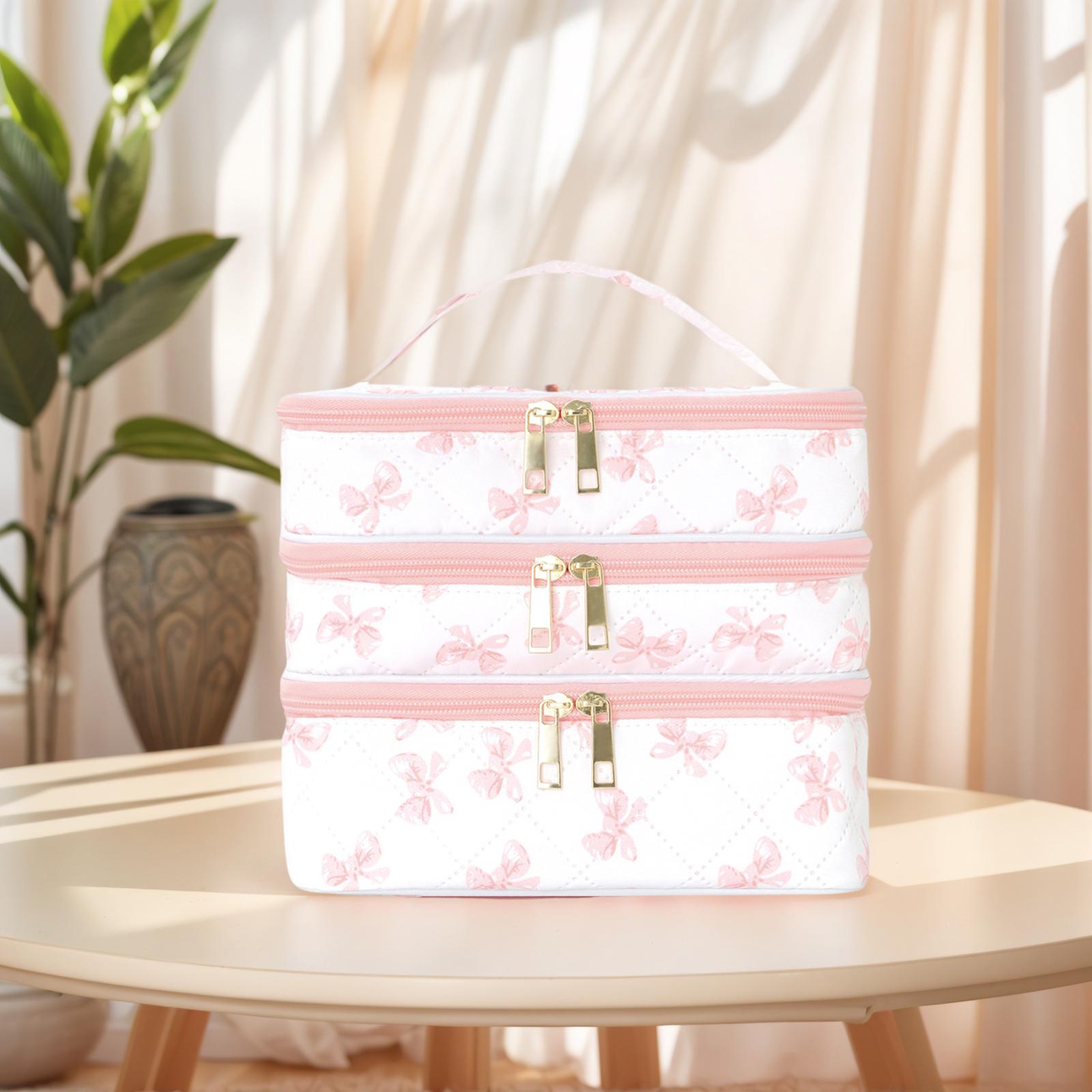 3/Double Layer Cosmetic Bag Large Capacity Toiletry Bag Cosmetic Case Organizer for Women Travel Accessories Organizer