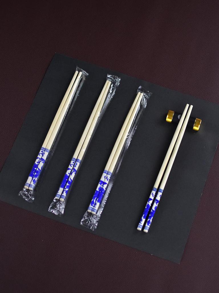 Sheng Rong Ya 24CM Individually Wrapped Blue-White Disposable Chopsticks for Fast Food, Hotel, Hot Pot, and Takeaway